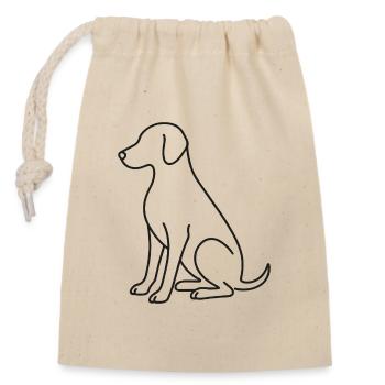 Croquis de chien assis – Motif animalier - Sac cadeau en coton avec cordon (14 x 20 cm) - nature - Devant