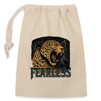 Fearless Leopard Power Design - Closable cotton gift bag (14x20cm) - nature - Front