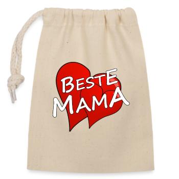 BESTE MAMA - Verschließbarer Geschenkbeutel aus Baumwolle (14x20cm) - Natur - Vorne