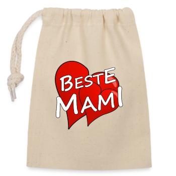 BESTE MAMI - Verschließbarer Geschenkbeutel aus Baumwolle (14x20cm) - Natur - Vorne