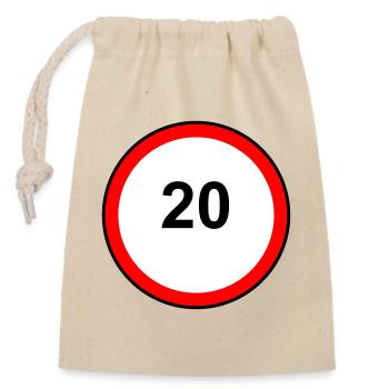 Tempo20 Schild Retro Illustration - Verschließbarer Geschenkbeutel aus Baumwolle (14x20cm) - Natur - Vorne
