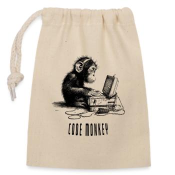 Code Monkay - Sac cadeau en coton avec cordon (14 x 20 cm) - nature - Devant