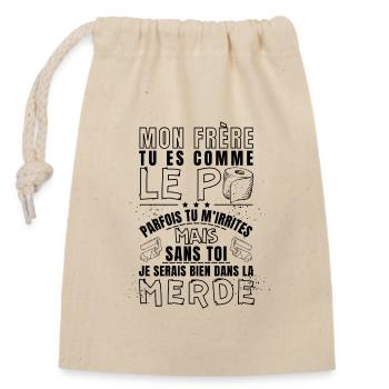 Frère génial Indispensable Papier toilette Cadeau - Sac cadeau en coton avec cordon (14 x 20 cm) - nature - Devant
