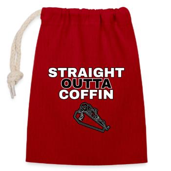 Conception de squelette de cercueil droit - Sac cadeau en coton avec cordon (14 x 20 cm) - rouge - Devant
