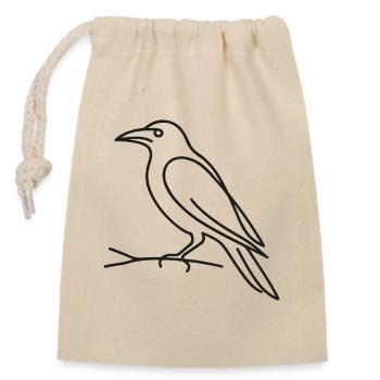 Raven Sketch – Creepy Halloween Motif - Closable cotton gift bag (14x20cm) - nature - Front