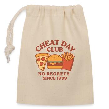 Cheat Day Club – Funny Retro Food Design - Closable cotton gift bag (14x20cm) - nature - Front