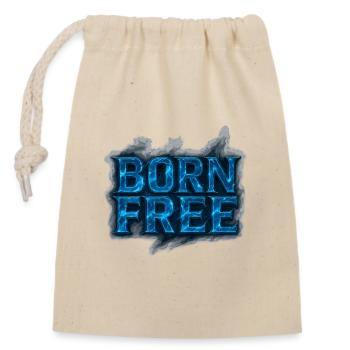 Born Free Design – Freedom and Independence - Closable cotton gift bag (14x20cm) - nature - Front