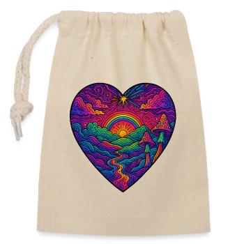 Rainbow Heart Landscape - Closable cotton gift bag (14x20cm) - nature - Front