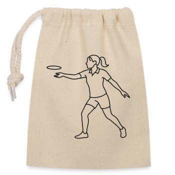 Croquis de joueur de disc golf – Motif minimaliste - Sac cadeau en coton avec cordon (14 x 20 cm) - nature - Devant