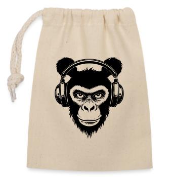 Monkey Head Skatepark Beat Headphones Groove Shirt - Closable cotton gift bag (14x20cm) - nature - Front