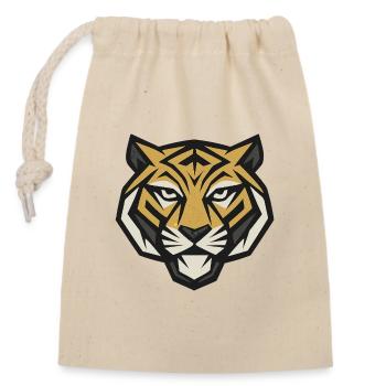 Strong tiger head – symbol of courage and strength - Closable cotton gift bag (14x20cm) - nature - Front