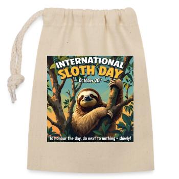 Journée internationale de la paresse – 20 octobre - Sac cadeau en coton avec cordon (14 x 20 cm) - nature - Devant