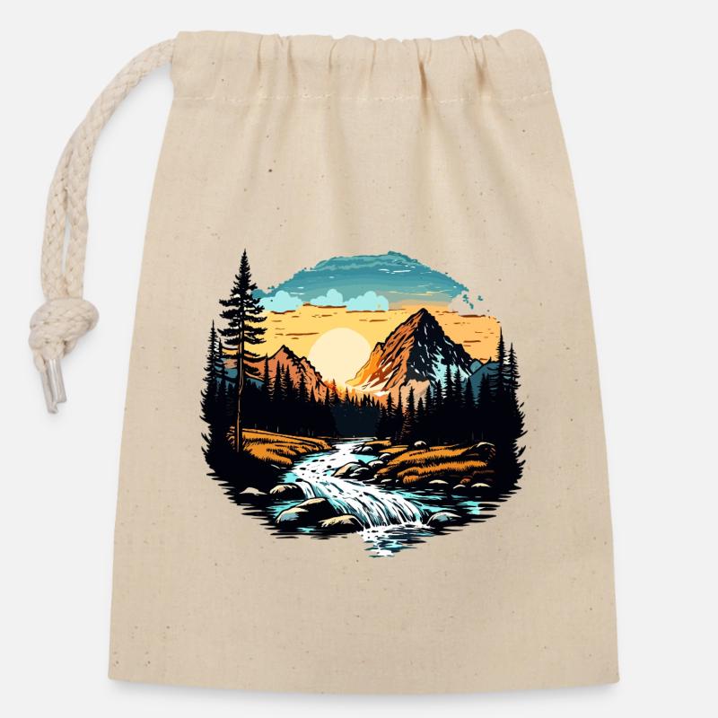 Mountain Sunset - Closable cotton gift bag (14x20cm) - nature