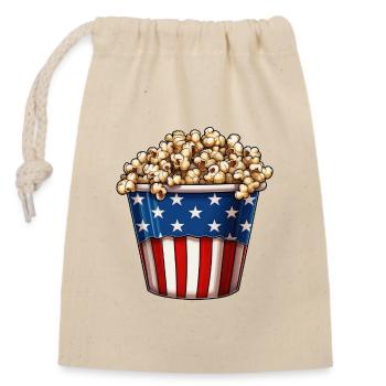 Popcorn Patriotic Eimer USA - Verschließbarer Geschenkbeutel aus Baumwolle (14x20cm) - Natur - Vorne