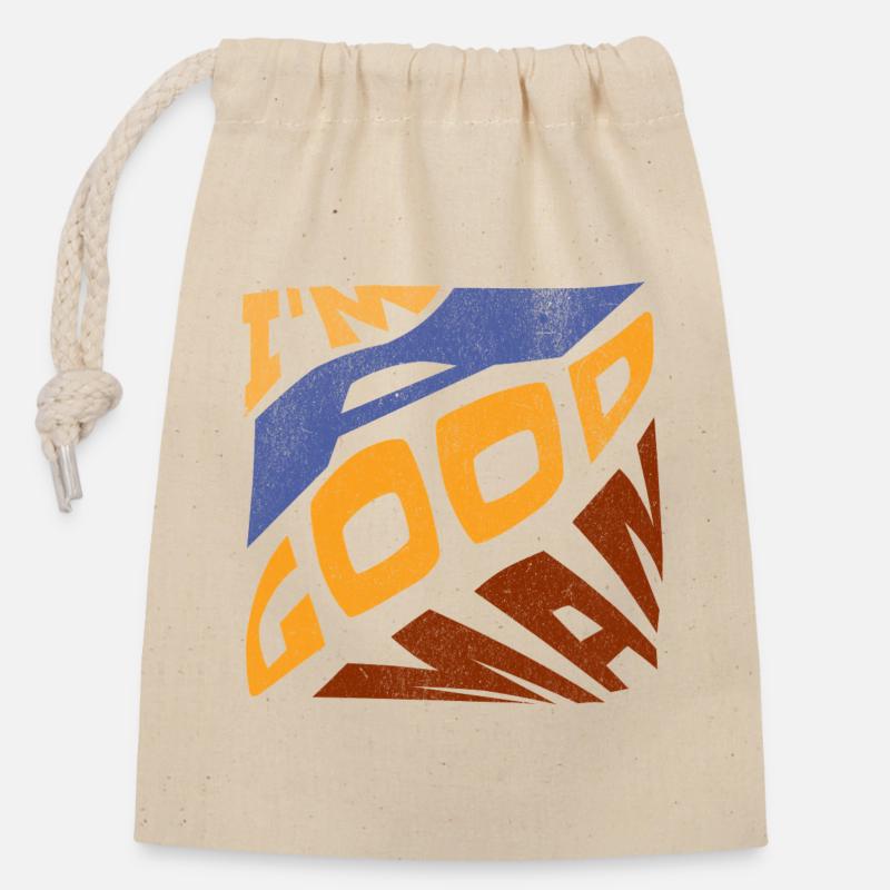 Pop retro blue orange I'm a good man - Closable cotton gift bag (14x20cm) - nature