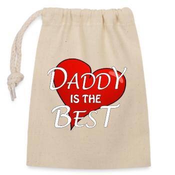 DADDY IS THE BEST - Verschließbarer Geschenkbeutel aus Baumwolle (14x20cm) - Natur - Vorne