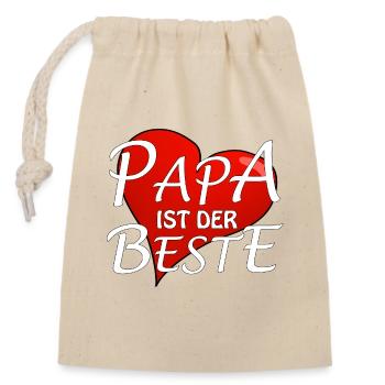 PAPA IST DER BESTE - Verschließbarer Geschenkbeutel aus Baumwolle (14x20cm) - Natur - Vorne