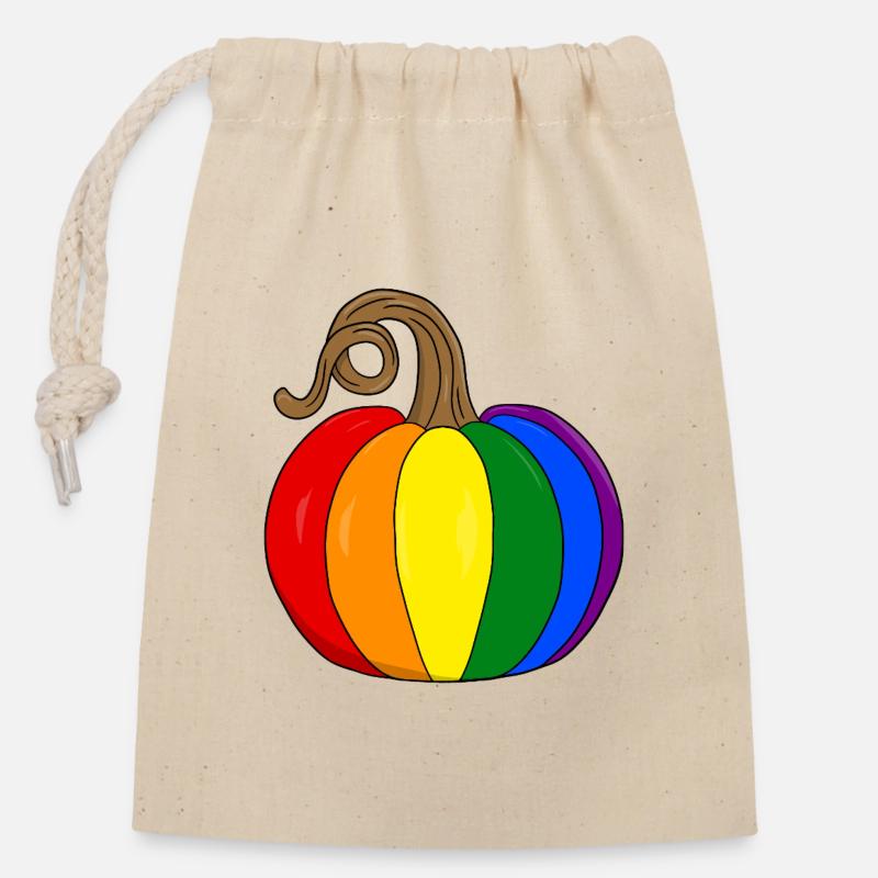 Rainbow Pumpkin PopArt - Closable cotton gift bag (14x20cm) - nature