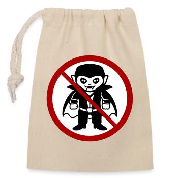 Kein Vampir! Lustiges Verbotsschild Halloween - Verschließbarer Geschenkbeutel aus Baumwolle (14x20cm) - Natur - Vorne