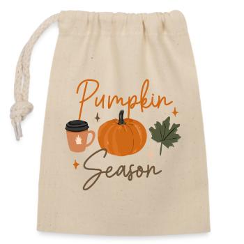 Herbst Kürbis Saison Illustration - Verschließbarer Geschenkbeutel aus Baumwolle (14x20cm) - Natur - Vorne