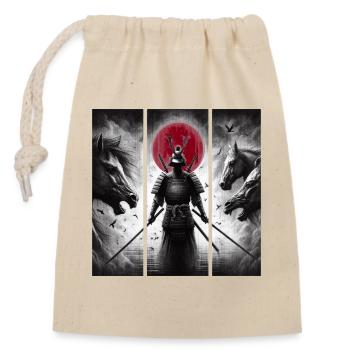 Samurai - Closable cotton gift bag (14x20cm) - nature - Front