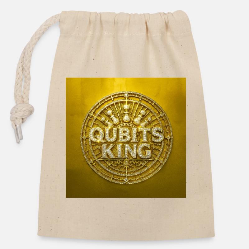 Qubits King Moneta d'Oro Design - Sacchetto regalo richiudibile in cotone (14x20 cm) - natura