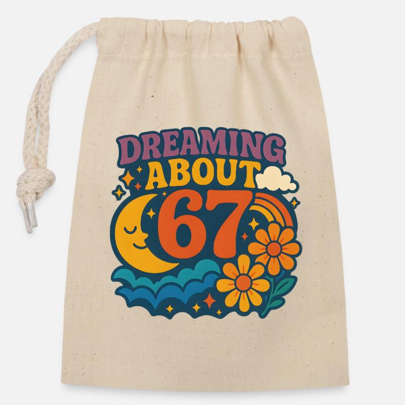 Rêver de 67 drôles Meme Moonlight - Sac cadeau en coton avec cordon (14 x 20 cm) - nature