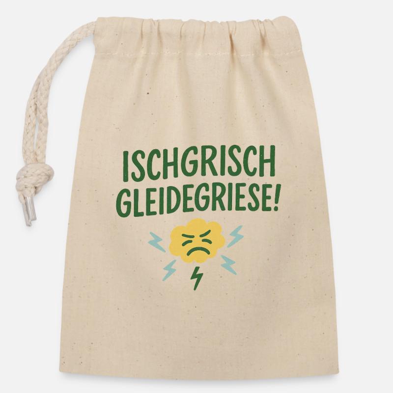 Ischgrisch gleidegriese! - Verschließbarer Geschenkbeutel aus Baumwolle (14x20cm) - Natur