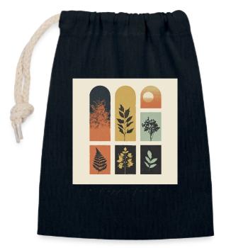 Herbst-Botanicals-Gitter - Verschließbarer Geschenkbeutel aus Baumwolle (14x20cm) - Navy - Vorne