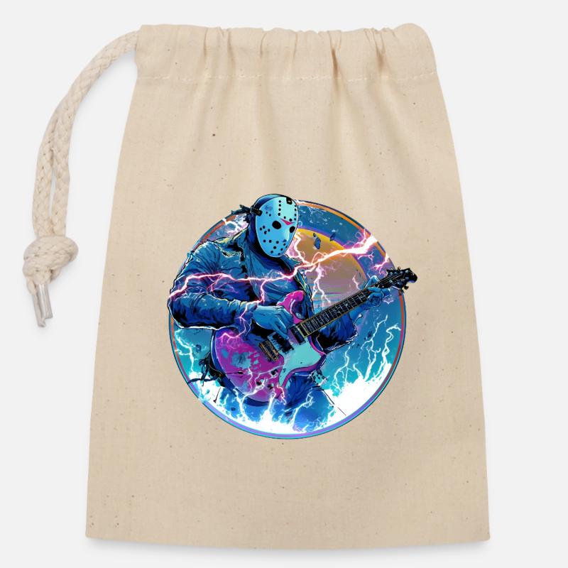 Metal Tshirt - Closable cotton gift bag (14x20cm) - nature