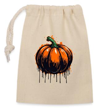 Graffiti Kürbis - Gruseliges Halloween Design - Verschließbarer Geschenkbeutel aus Baumwolle (14x20cm) - Natur - Vorne