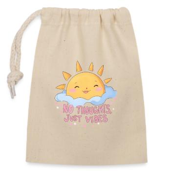 Pas de pensées, juste des vibrations, Retro Sun, Anime Design - Sac cadeau en coton avec cordon (14 x 20 cm) - nature - Devant