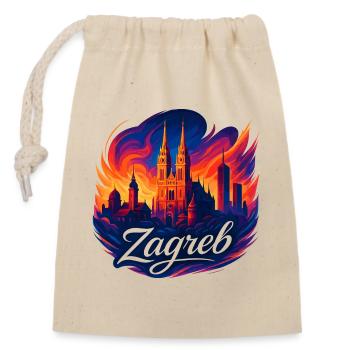 Zagreb capital Croatia silhouette gift - Closable cotton gift bag (14x20cm) - nature - Front