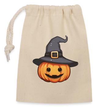 pumpkin, pumpkin for Halloween - Closable cotton gift bag (14x20cm) - nature - Front