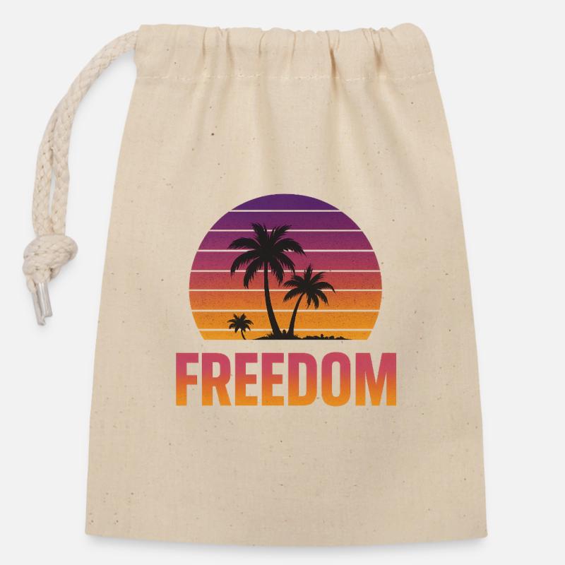 Coucher de soleil sur la liberté - Sac cadeau en coton avec cordon (14 x 20 cm) - nature