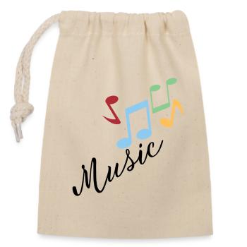 Bunte Musiknoten - Verschließbarer Geschenkbeutel aus Baumwolle (14x20cm) - Natur - Vorne