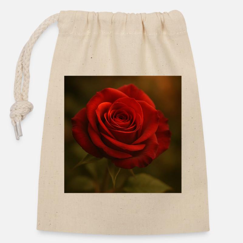 Nature - Fleurs - Rose - Sac cadeau en coton avec cordon (14 x 20 cm) - nature
