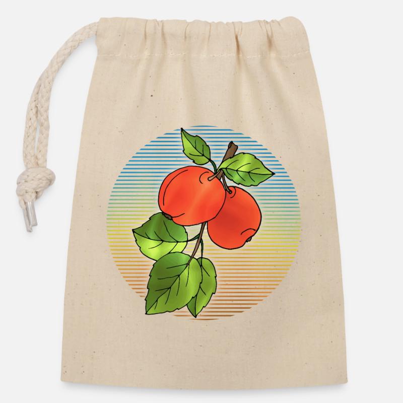 Äpfel - Verschließbarer Geschenkbeutel aus Baumwolle (14x20cm) - Natur