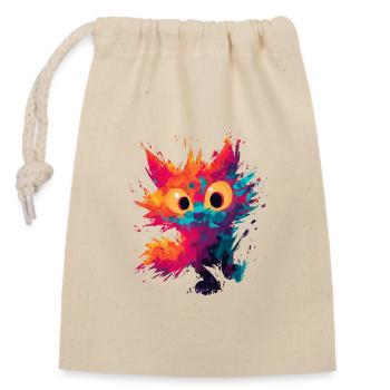 Watercolor_Spiky_Cat_Art - Sac cadeau en coton avec cordon (14 x 20 cm) - nature - Devant