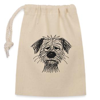Sketch Dog Portrait Exhausted - Closable cotton gift bag (14x20cm) - nature - Front
