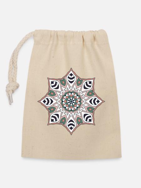 Erdton Mandala Muster - Verschließbarer Geschenkbeutel aus Baumwolle (14x20cm) - Natur