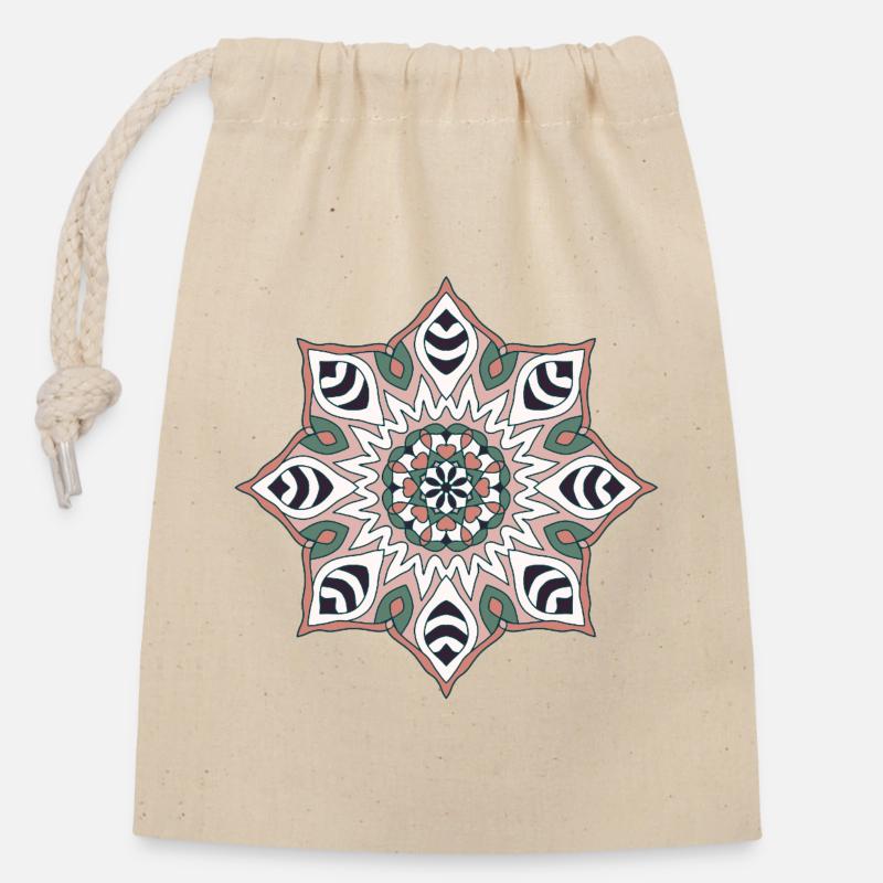 Earth Tone Mandala Pattern - Closable cotton gift bag (14x20cm) - nature