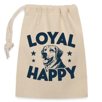 Loyal and Joyful Doggie - Closable cotton gift bag (14x20cm) - nature - Front