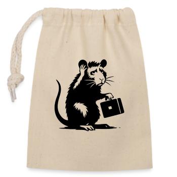 Rat avec mallette - Sac cadeau en coton avec cordon (14 x 20 cm) - nature - Devant
