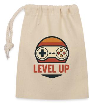 Level Up Retro Controller Grafik - Verschließbarer Geschenkbeutel aus Baumwolle (14x20cm) - Natur - Vorne