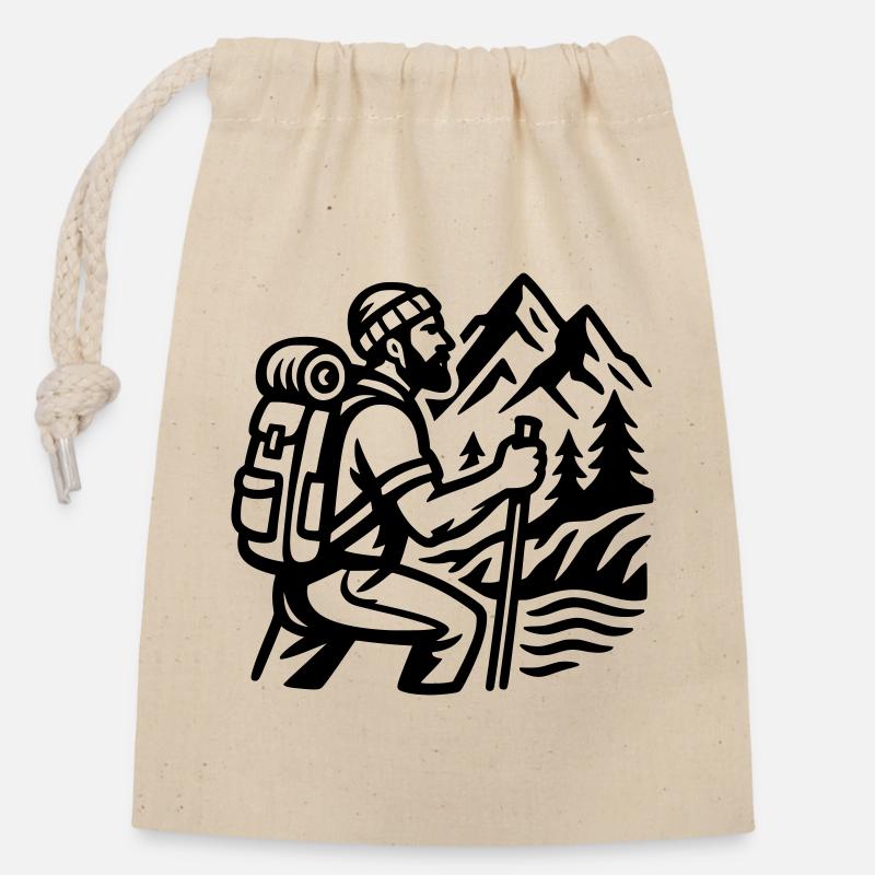Hiker - Closable cotton gift bag (14x20cm) - nature