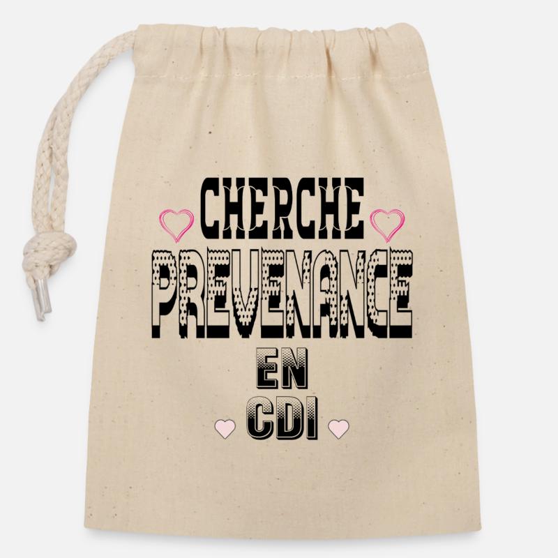 Looking for Thoughtfulness on a permanent contract - Closable cotton gift bag (14x20cm) - nature