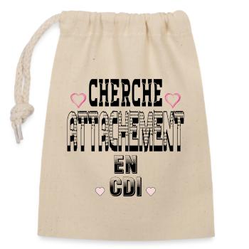 Cherche Attachement en CDI - Sac cadeau en coton avec cordon (14 x 20 cm) - nature - Devant
