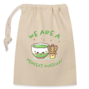 Perfekter Matcha Moment - Verschließbarer Geschenkbeutel aus Baumwolle (14x20cm) - Natur - Vorne