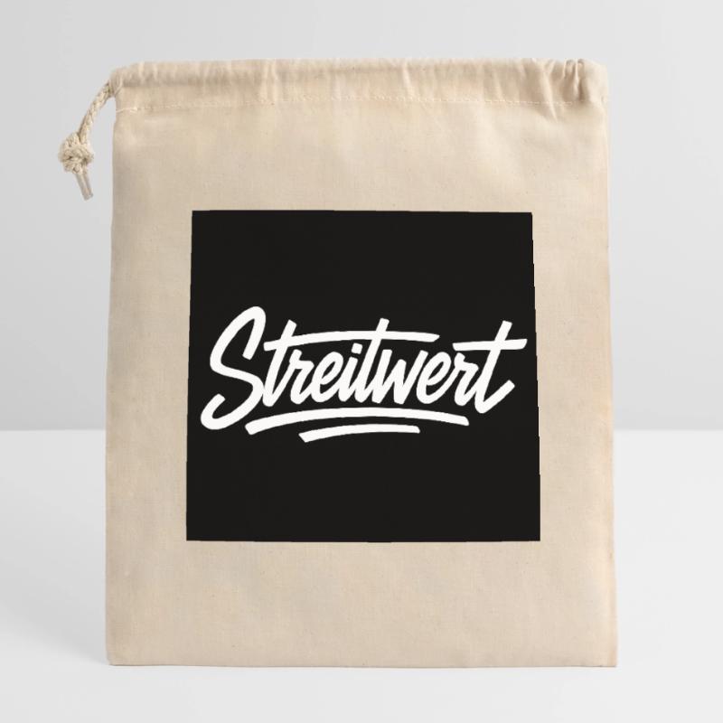 Logo Contested Script Noir Sac cadeau en coton avec cordon (14 x 20 cm)